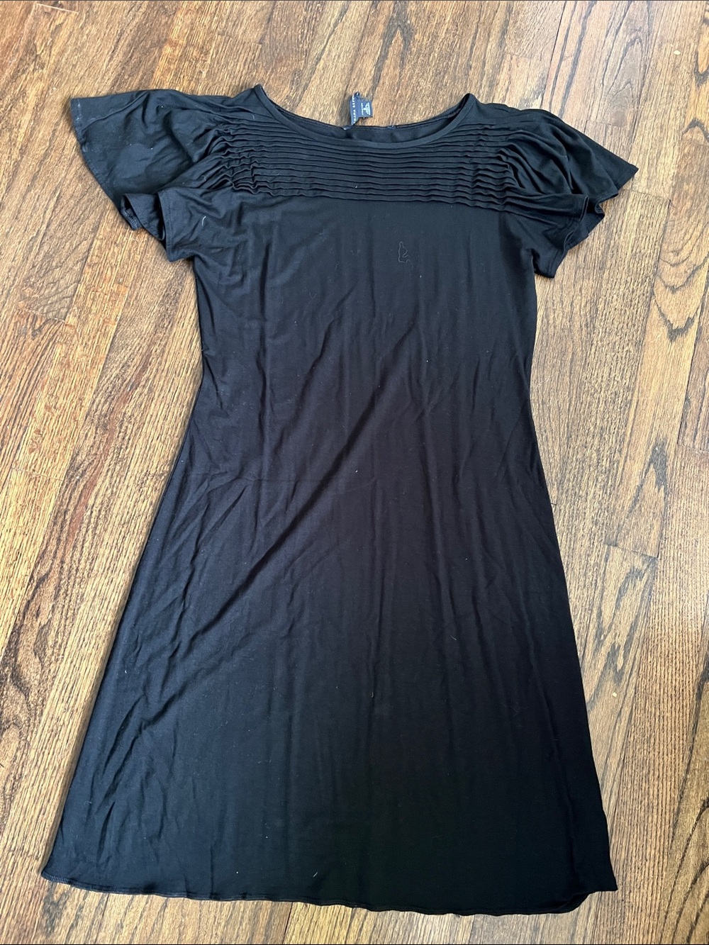 Banana Republic Black Pintuck Yoke Short-Sleeve Dress